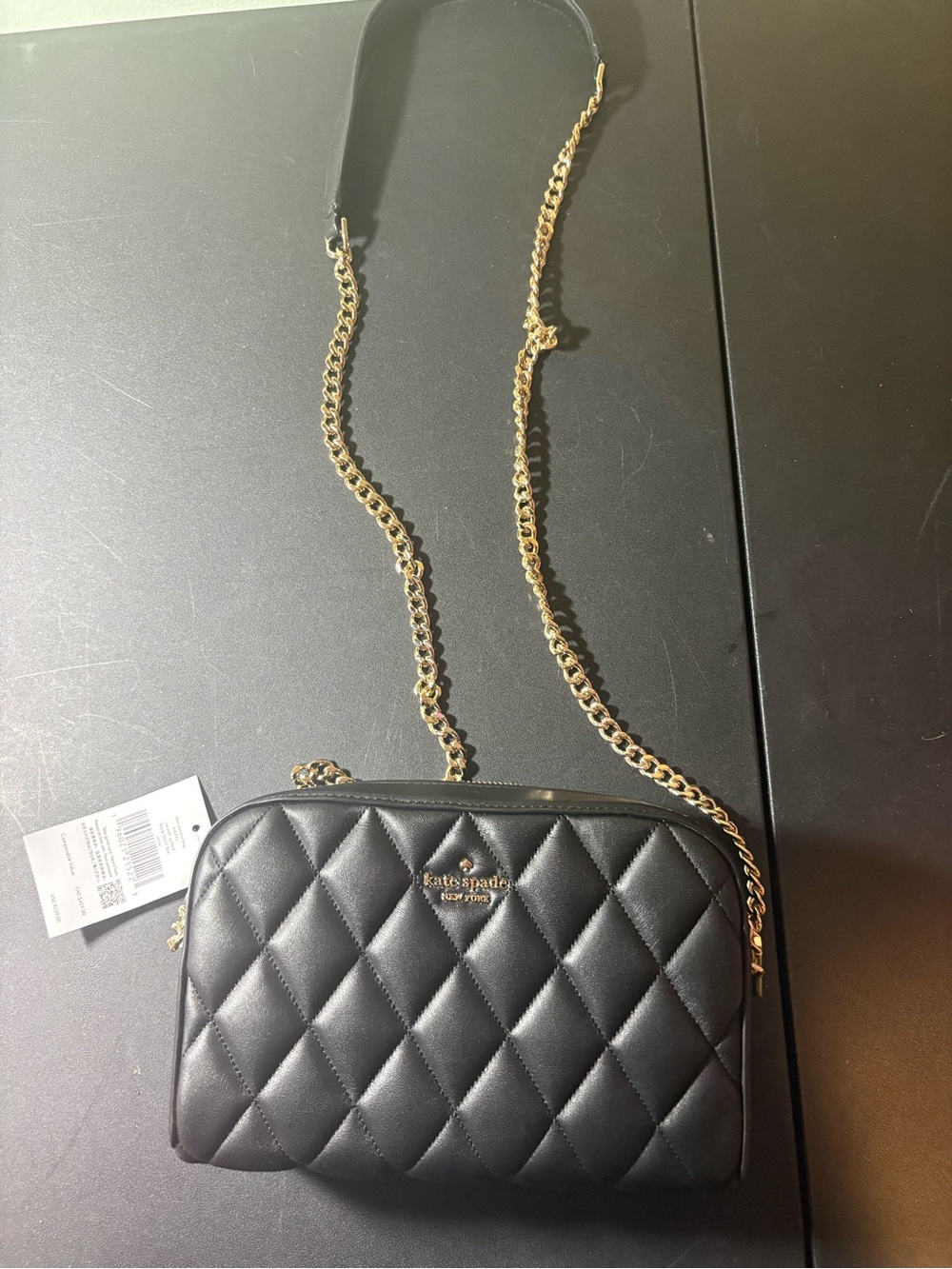 kate spade Carey Chain Camera Bag Black Quilted Leather Crossbody